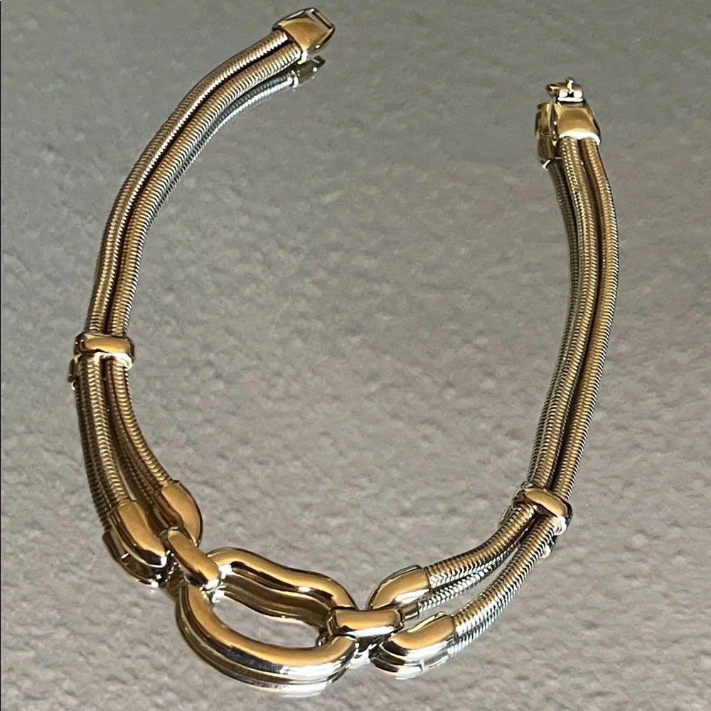 Vintage Monet Bold Link Gold Double Snake Chain Necklace 1960’s-1970’s - Picture 1 of 12